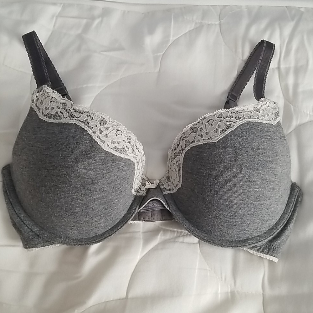 Aerie Bridget Grey and White Lace Bra